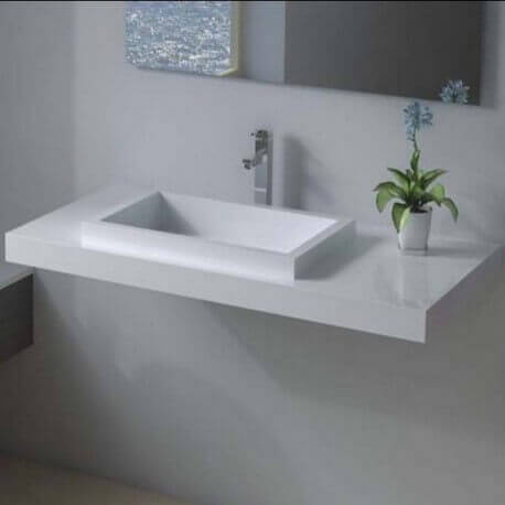 Lavabo suspension composite white Lignum