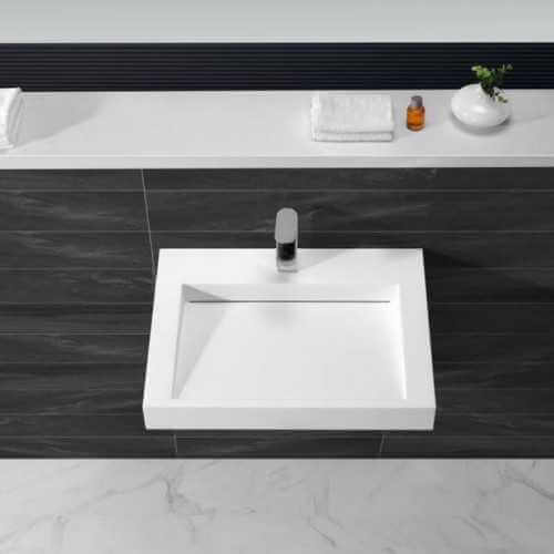 Tappetino bianco rettangolare sospeso lavabo - 60x45 cm - composito - morbido