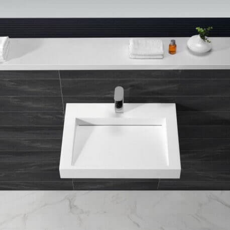 Lavabo Suspendido Patrón Rectangular Blanco - 60x45 cm - Composite - Soft