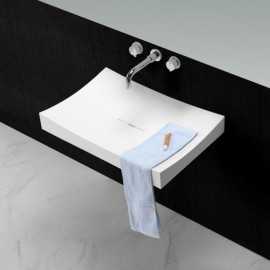 Tappetino bianco rettangolare sospeso lavabo, 68x45 cm, composito, unico 2
