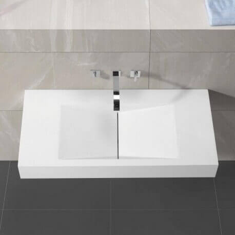 Washbasin Suspended Rectangular White Mat - 100x48 cm - Composite - Graphics