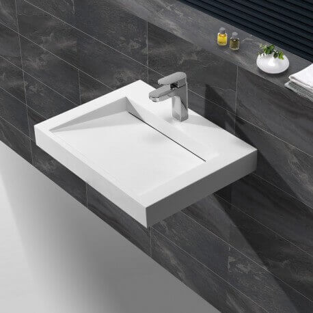 Lavabo Suspendido Patrón Rectangular Blanco - 60x45 cm - Composite - Soft