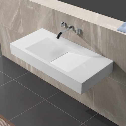 Washbasin Suspended Rectangular White Mat - 100x48 cm - Composite - Graphics