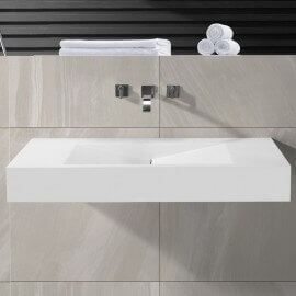 Lavabo Suspendido Mat blanco rectangular - 100x48 cm - Composite - Gráficos 2