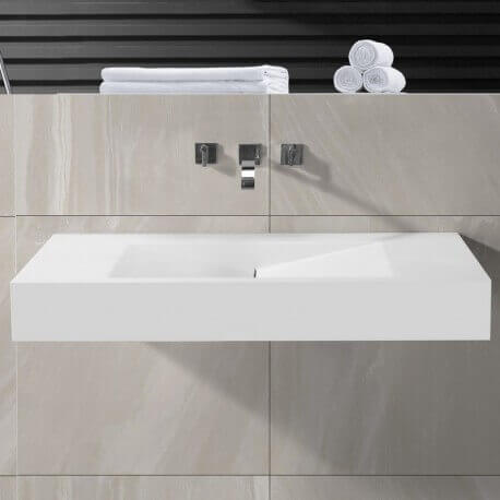 Washbasin Suspended Rectangular White Mat - 100x48 cm - Composite - Graphics