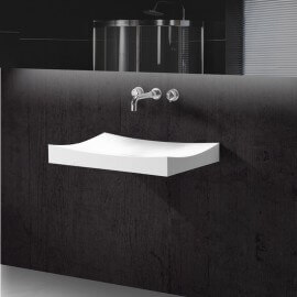 Lavabo Aufgehängte rechteckige weiße Mat, 68x45 cm, Komposit, Unic