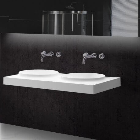 Lavabo Suspended Double Molded Vasque White Mat, 120x50cm, Composite, Origin