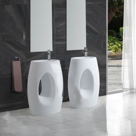 Lavabo Oval Totem Composite Blanco Mat Wake