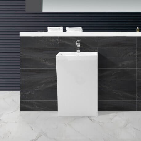Lavabo totem slide type corian blanc mat