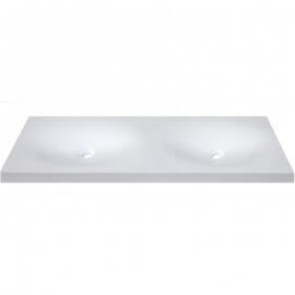 Lavabo Supended Doppel Vasque White Mat, 120x45 cm, Composite, Pure 2