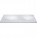 Lavabo Suspendu Double Vasque Blanc Mat, 120x45 cm, Composite, Epure