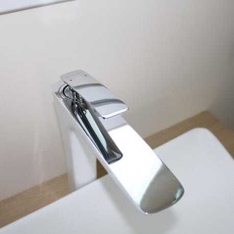 Robinet mitigeur lavabo surélevé chrome/blanc concep't| Rue du Bain