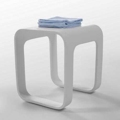 White Bath Stool Mat, 35x38 cm, Composite, Strato Rue du Bain