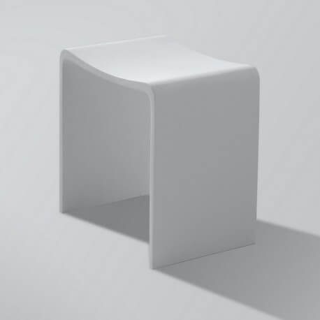 Tabouret de Salle de Bain Blanc Mat, 40x42 cm,Composite, Essential | Rue du Bain