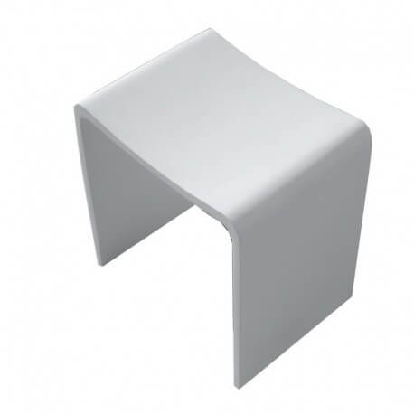 Tabouret de Salle de Bain Blanc Mat, 40x42 cm,Composite, Essential | Rue du Bain