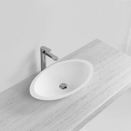 Oval White Mat Poser Vasque, 59x35 cm, Composite, Soon