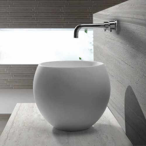 Composite matt white round laying basin 40 cm - Nature