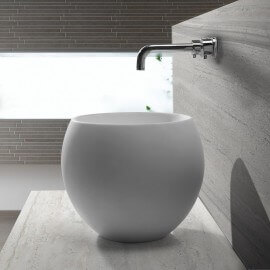 Composite matt white round laying basin 40 cm - Nature