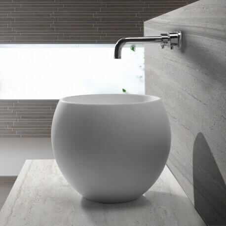 Composite matt white round laying basin 40 cm - Nature
