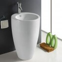 Lavabo Totem Rond - 50x83 cm - Céramique blanc - Ove | Rue du Bain