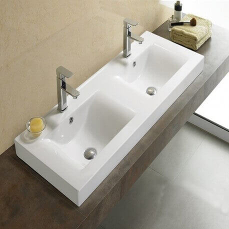 Lavabo Double vasque Céramique - 120x46 cm, , Essentiel | Rue du Bain