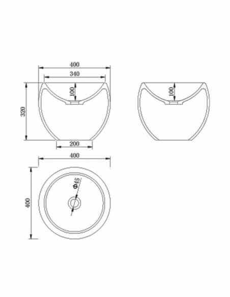 High Round Vasque White Mat solid surface Nature