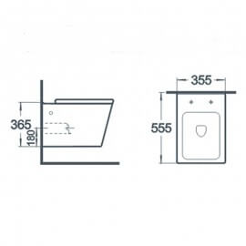 WC Suspendu Rectangulaire, 52x36 cm, Céramique, Connect 2