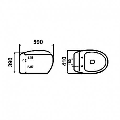 Wc suspendido - con corte - cerámica negro - 59x41 cm - Ove