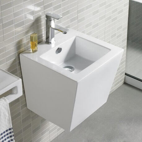 Lavabo square totem hanging ceramic white Life