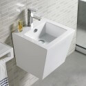 Lavabo totem carré suspendu céramique blanc Life | Rue du Bain