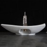 Vasque avec Plage de Robinetterie Céramique Blanc 49x38 cm Feuille