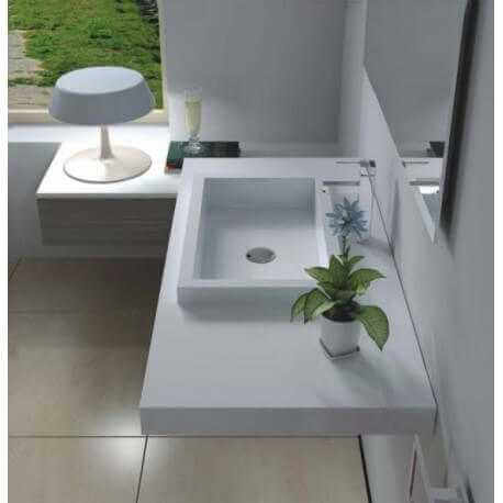 Lavabo suspension composite white Lignum
