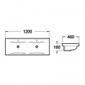 Lavabo doppio lavabo in ceramica - 120x46 cm, , Essentials
