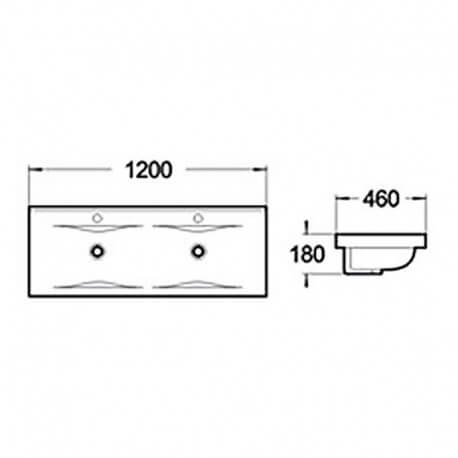 Lavabo Double vasque Céramique - 120x46 cm, , Essentiel | Rue du Bain