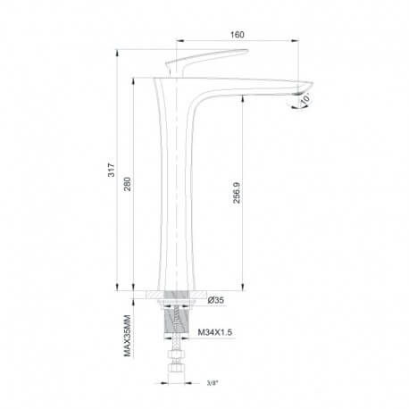 High-rise washbasin faucet chromium concep't