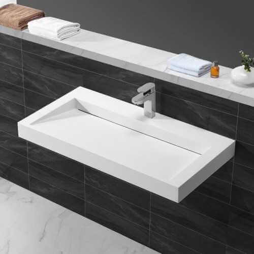 Rectangular hanging washbasin White Mat Composite 90x45 cm - Stance