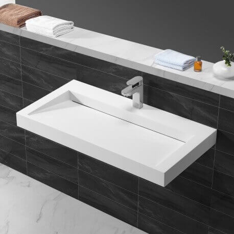 Rectangular hanging washbasin White Mat Composite 90x45 cm - Stance