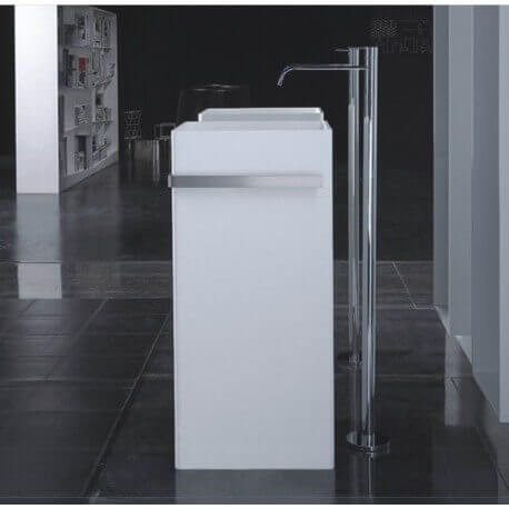 Lave Main Totem Carré Céramique avec porte serviette Alto | Rue du Bain