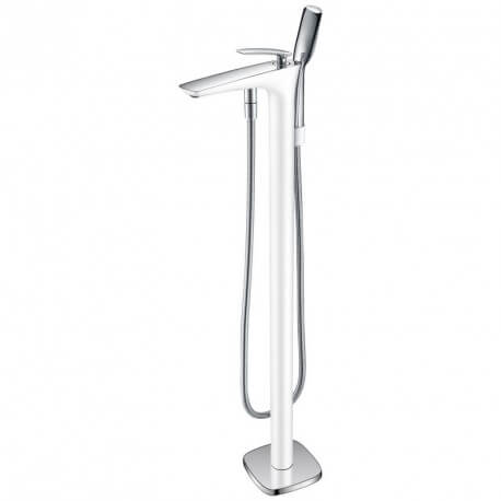 Robinet Mitigeur de Baignoire au sol chromé/blanc Concep't| Rue du Bain