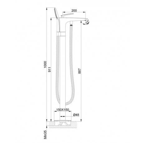 Robinet Mitigeur de Baignoire au sol chromé/blanc Concep't| Rue du Bain