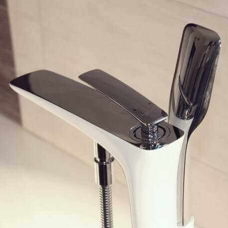 Robinet Mitigeur de Baignoire au sol chromé/blanc Concep't| Rue du Bain