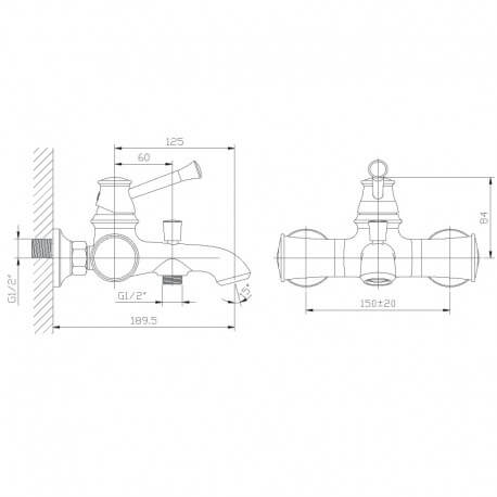 Faucet Mural Chromé Bathtub Mitigeur - Rue du Bain