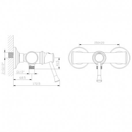 Robinet Mitigeur de Douche Mural Chromé - Allure | Rue du Bain