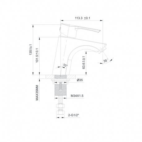 Rubinetto Mitiger Lavabo Bas Chromé, Smart