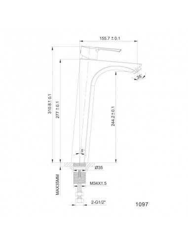 Robinet Mitigeur Lavabo Surélevé, Chromé, Smart