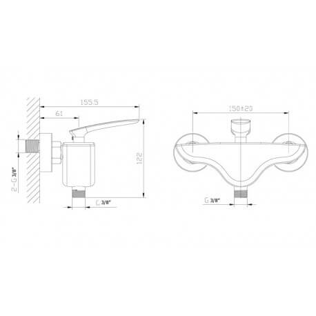 Faucet Shower Mitigeur Mural Chromé/Blanc - Concep't