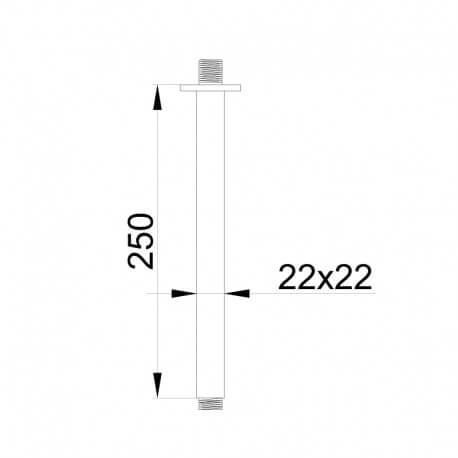 Bras quadrato soffitto doccia testa cromata