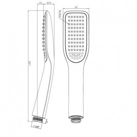 Hand shower Chromée Carrée 1 jet