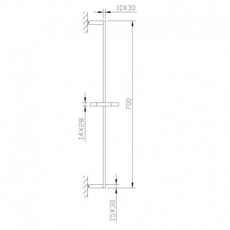 Barre de Douche Carrée Chromée avec Porte Douchette | Rue du Bain