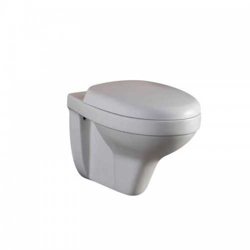 WC sospeso ovale, 56x35 cm, bianco, con sedile, Cottage